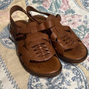 Born Woven Leather Sandals in Rich Brown